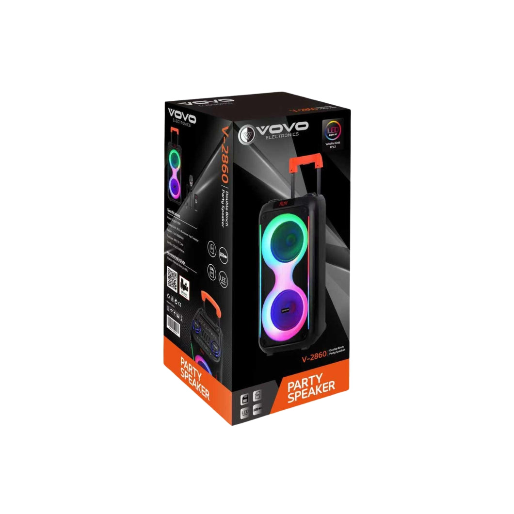 VOVO V-2860 Double 8-Inch Portable Trolley Party Speaker
