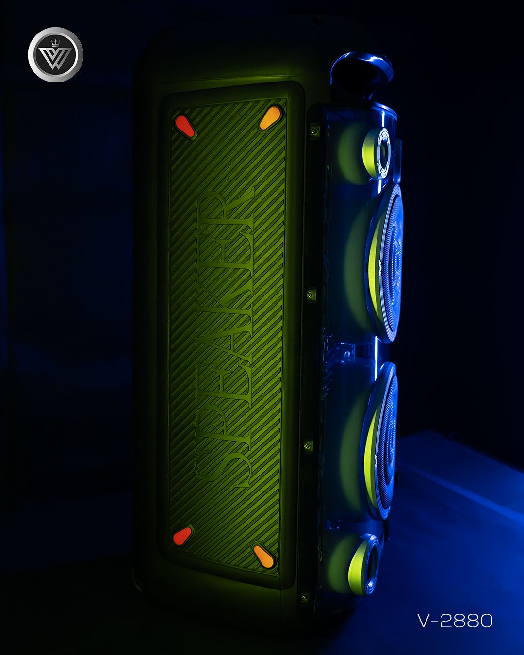 VOVO V-2880 Double 8-inch Party Speaker – 50W, 5400mAh Battery, Bluetooth, Wireless Mic, TWS - Image 2