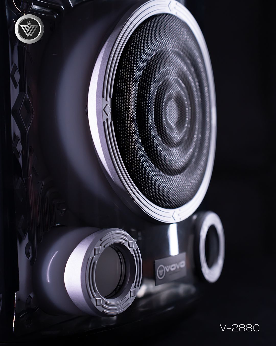 VOVO V-2880 Double 8-inch Party Speaker – 50W, 5400mAh Battery, Bluetooth, Wireless Mic, TWS - Image 3