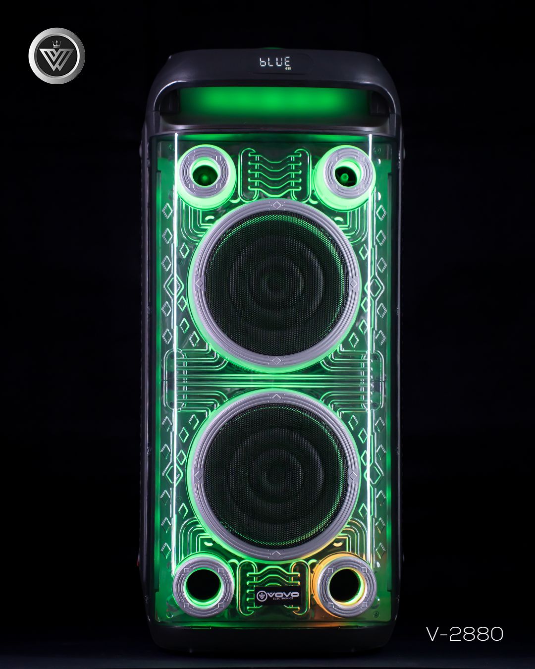 VOVO V-2880 Double 8-inch Party Speaker – 50W, 5400mAh Battery, Bluetooth, Wireless Mic, TWS - Image 8