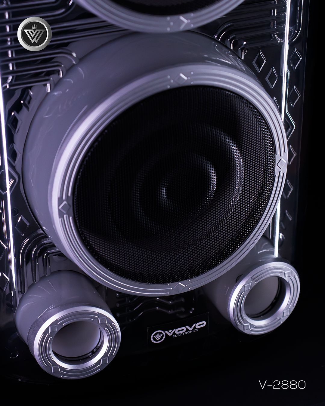 VOVO V-2880 Double 8-inch Party Speaker – 50W, 5400mAh Battery, Bluetooth, Wireless Mic, TWS - Image 9
