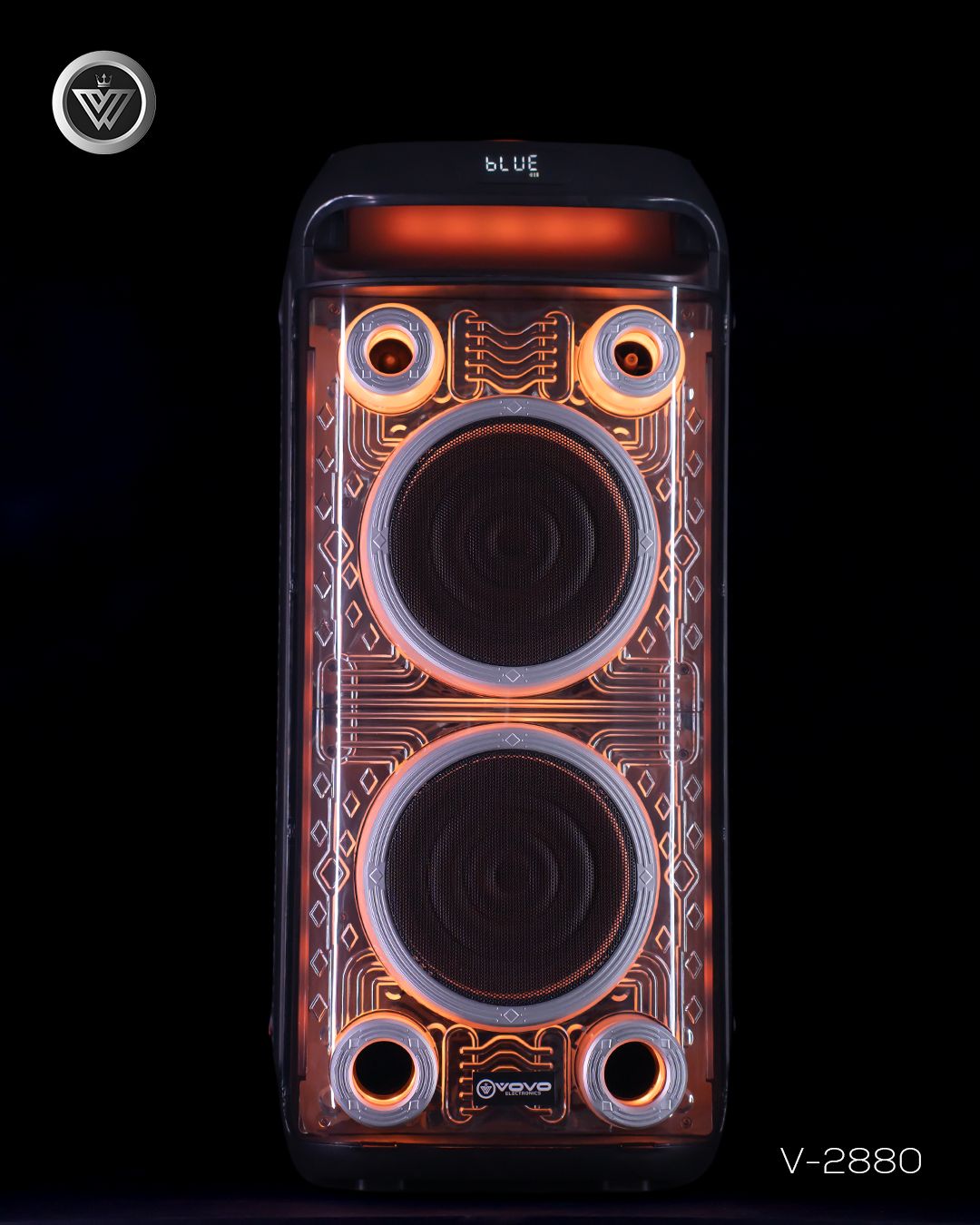 VOVO V-2880 Double 8-inch Party Speaker – 50W, 5400mAh Battery, Bluetooth, Wireless Mic, TWS - Image 11