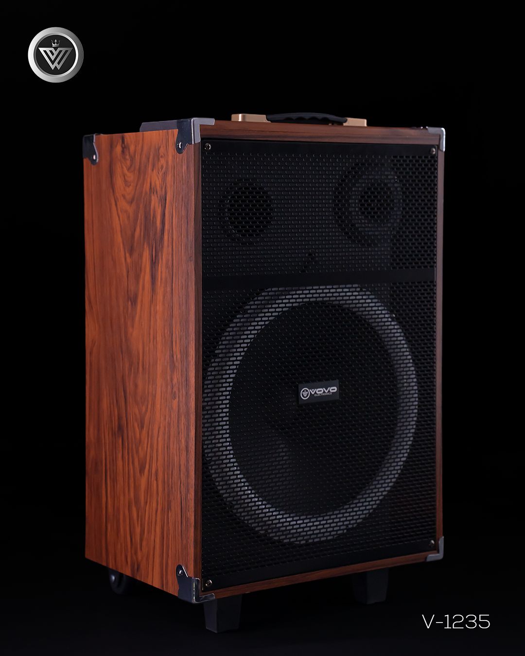 VOVO V-1235 12-inch Trolley Party Speaker – 50W, Bluetooth TWS, Wireless Mic, Portable Battery - Image 3