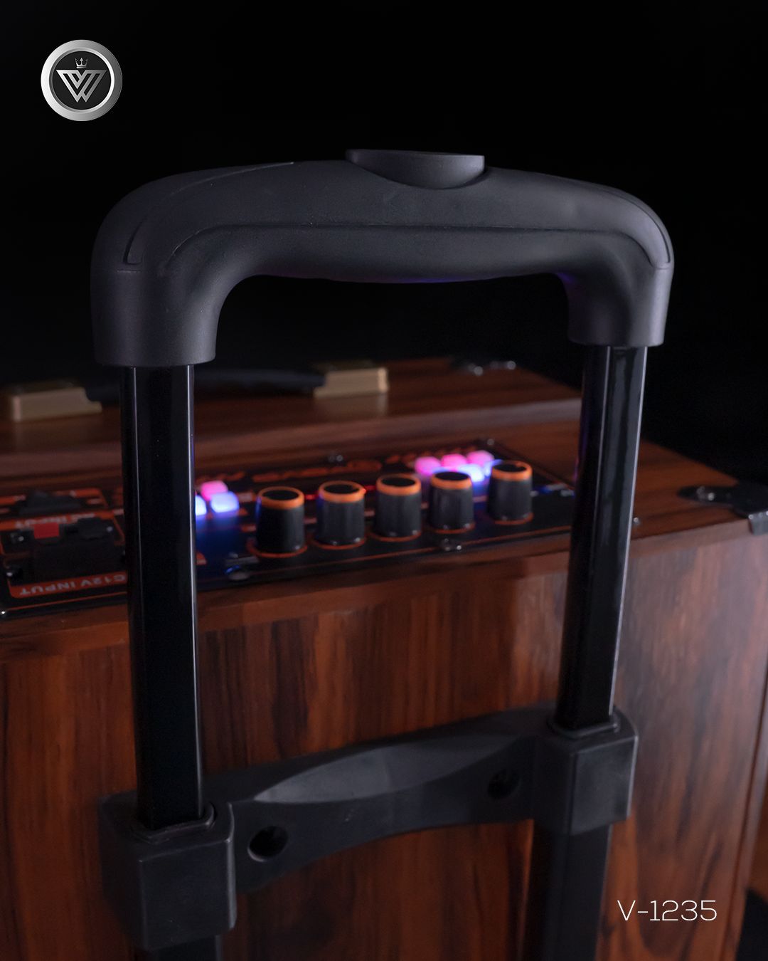 VOVO V-1235 12-inch Trolley Party Speaker – 50W, Bluetooth TWS, Wireless Mic, Portable Battery - Image 12