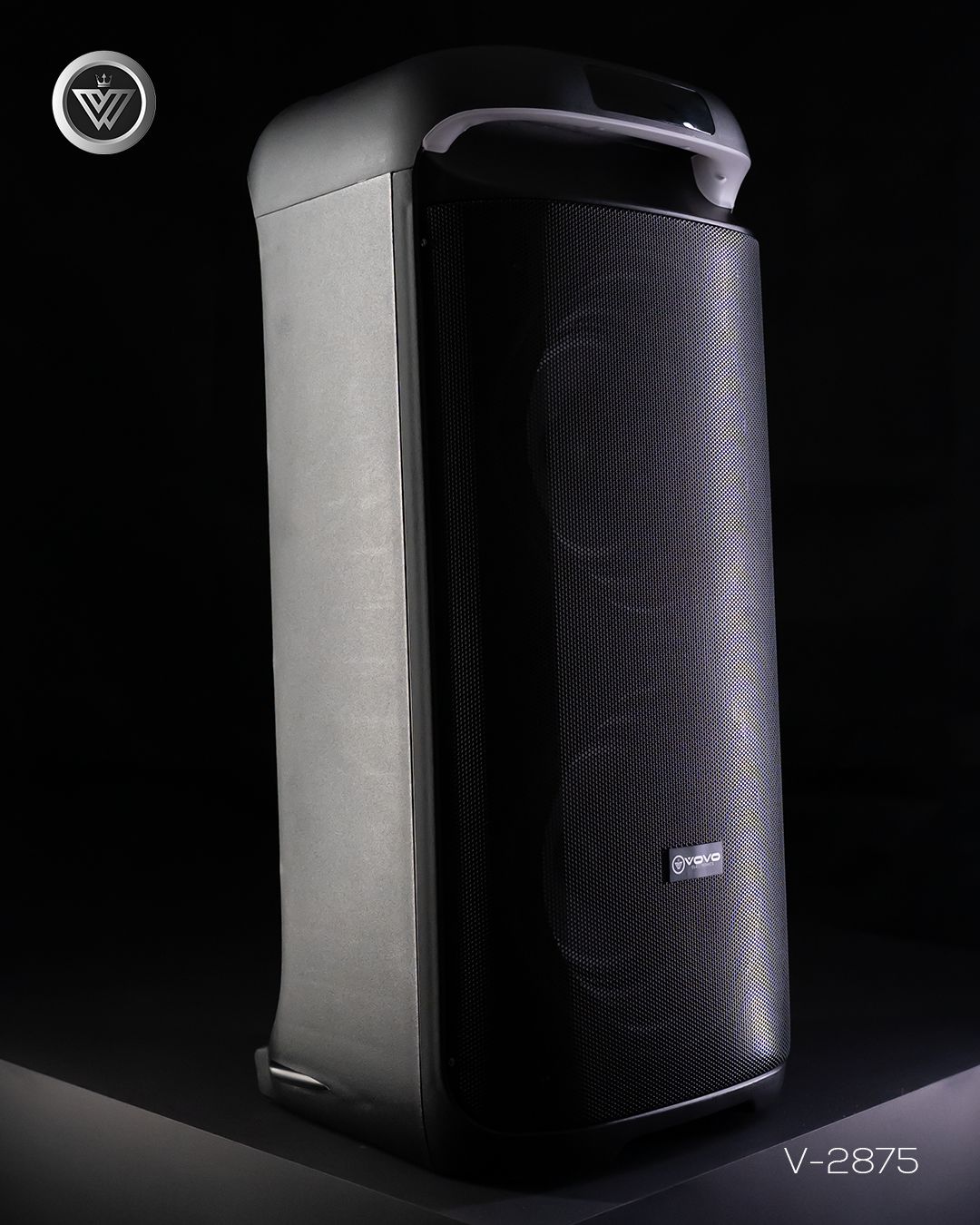 VOVO V-2875 Double 8-inch Party Speaker – 50W, Bluetooth, Wireless Mic, TWS, Portable Battery - Image 3