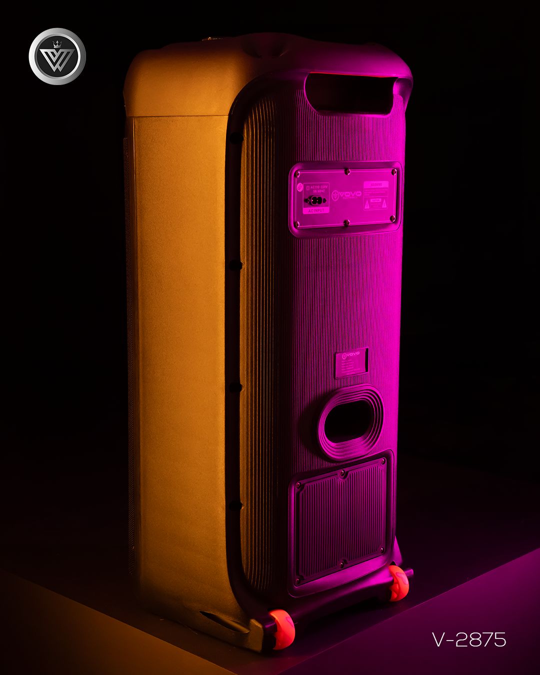 VOVO V-2875 Double 8-inch Party Speaker – 50W, Bluetooth, Wireless Mic, TWS, Portable Battery - Image 21