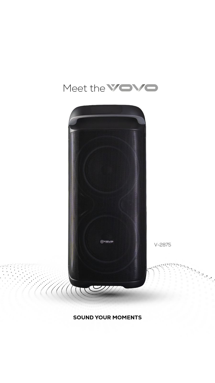 VOVO V-2875 Double 8-inch Party Speaker – 50W, Bluetooth, Wireless Mic, TWS, Portable Battery - Image 27